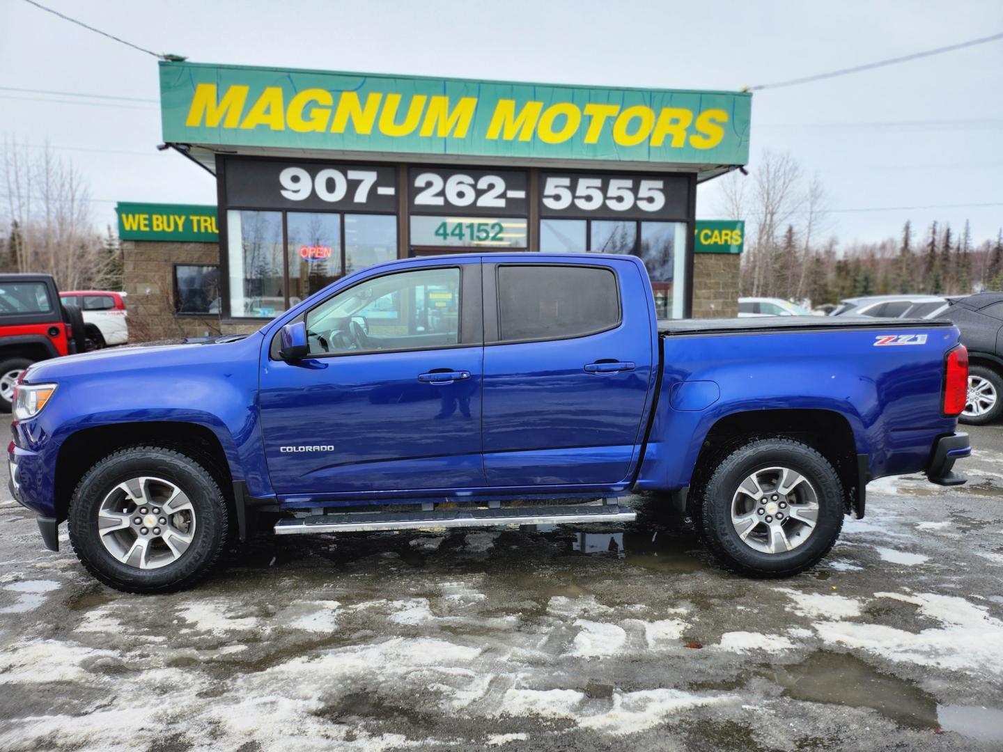 2015 Blue /BLACK Chevrolet Colorado Z71 Crew Cab 4WD Long Box (1GCGTCE34F1) with an 3.6L V6 DOHC 24V GAS engine, 6-Speed Automatic transmission, located at 1960 Industrial Drive, Wasilla, 99654, (907) 274-2277, 61.573475, -149.400146 - Photo#0